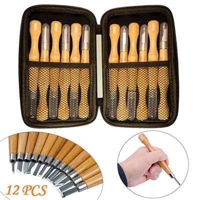 Ergonomic Design 12pcs Wood Carving Chisel Set